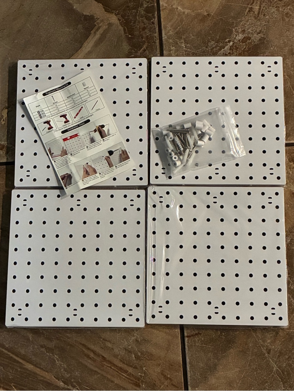 White Pegboard Wall Panels Set for Home Storage & Organization